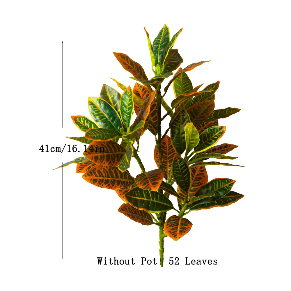 24-41cm Artificial Croton Plant – Realistic Tropical Green Tree Decor