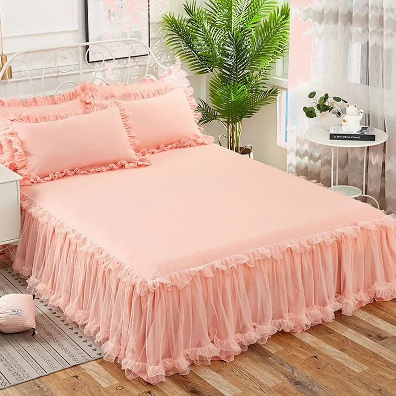 Korean Lace Bed Skirt Single Piece Princess Bedspread Thickened Mattress Non-Slip Bed Sheet Cover