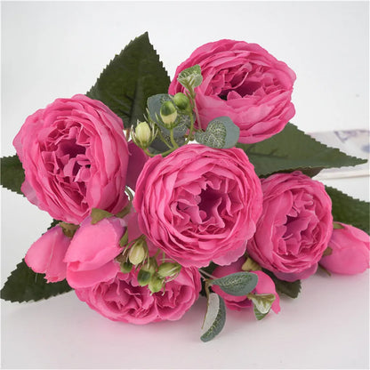 1 Bundle Premium Silk Peony & Rose Bouquet for Wedding Decor