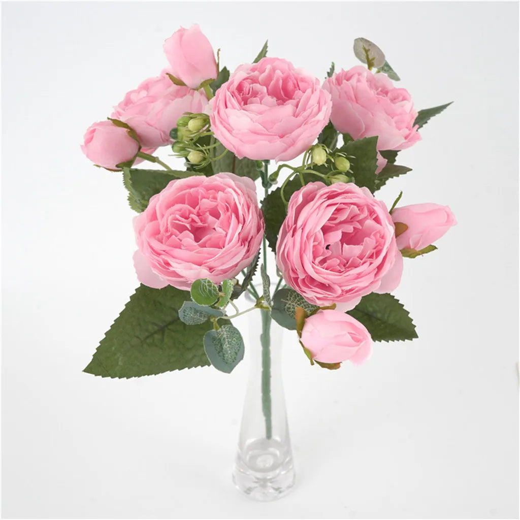 1 Bundle Premium Silk Peony & Rose Bouquet for Wedding Decor