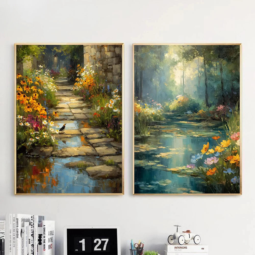 Retro Nostalgia Wildflower Farmhouse Canvas Art Poster