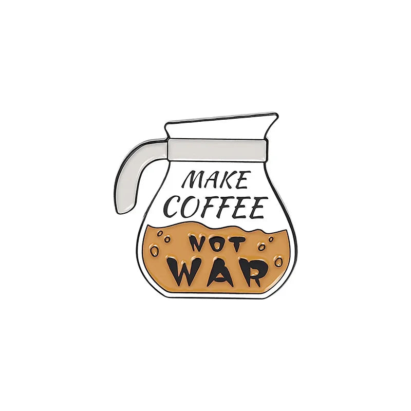 Coffee Maker Enamel Brooch Pin