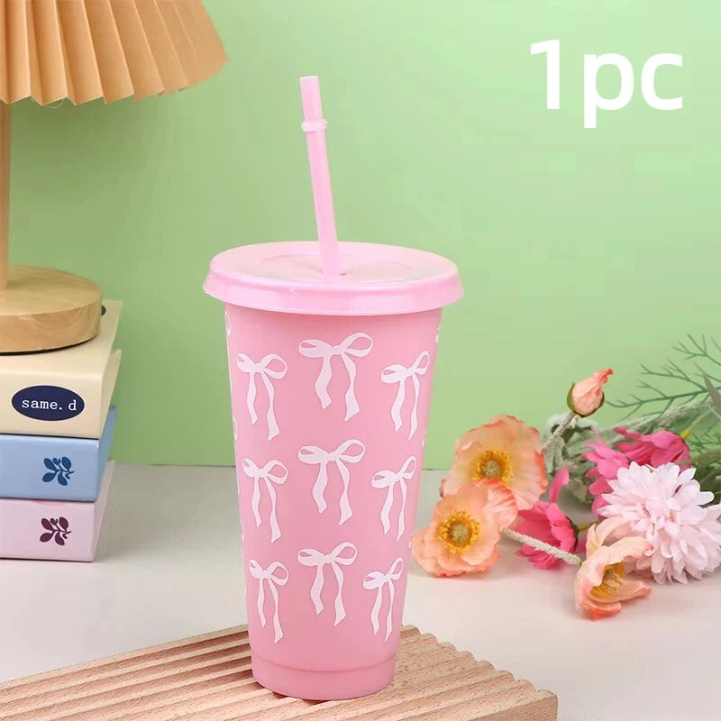 Kawaii Bow Reusable Party Cup with Straw