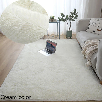 VIKAMA White Fluffy Carpet  Living Room Decoration Thicken Bedroom Bedside Mats Non-slip Children&