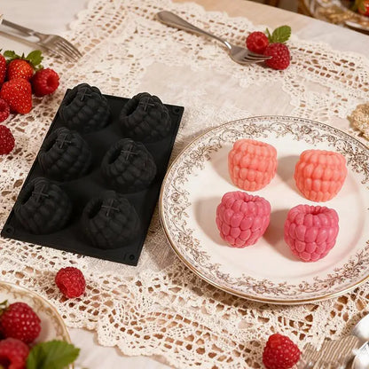 6 Cavity Raspberry Mousse Cake Baking Mold Fruit Shaped Dessert Silicone Mold For Chocolate Pudding Decorating Tools 1PC