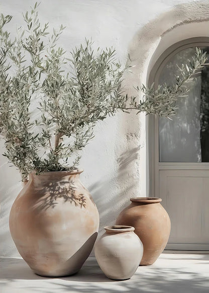 Retro Olive Tree & Lemon Canvas Wall Art