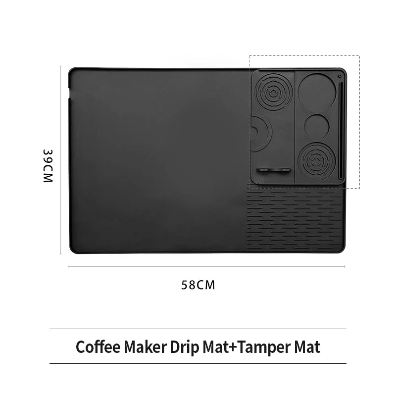 OANKR 2PCS Set 39X58cm Coffee Maker Pad and 25X20cm Espresso Tamping Mat Set, Anti-slip Mat for Kitchen Bar Counter Drain Tray