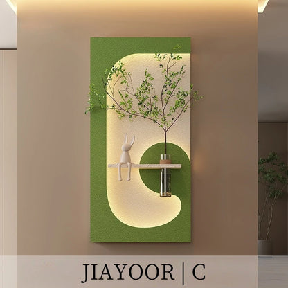 Modern LED Wall Lamp with Green Plant Décor – Creative Living Room & Hallway Light