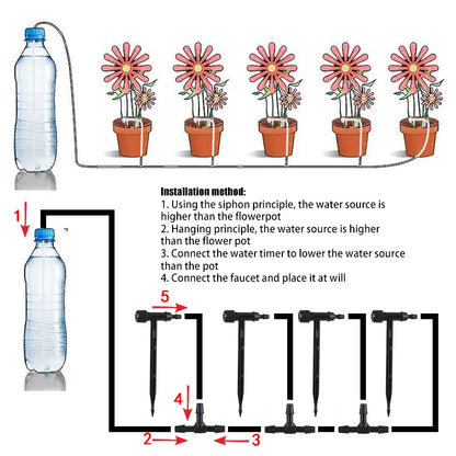 Garden Black Adjustable valve Drip Irrigation Kit Potted Plant Watering Device 4/7mmHose Watering Saving MicroDripper Greenhouse