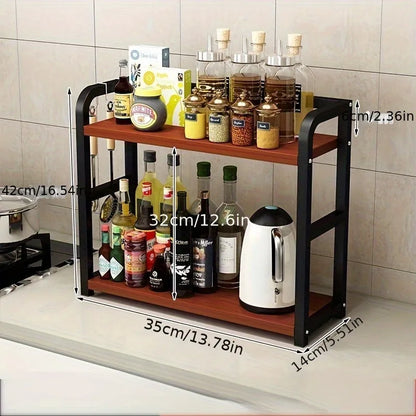 1pc 2-Tier Metal Countertop Shelf - Space Saving Organizer for Coffee, Mugs &amp; Condiments, Rustproof Kitchen Rack