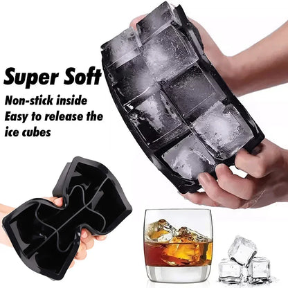 Ice Cube Tray Silicone Ice Ball Freezer Mold Square Ice Cube Maker with Lid 4/6/8 Grids for Whiskey Cocktail Coffee Accessories