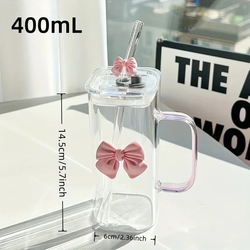 Elegant Butterfly Glass Tumbler with Straw & Handle 🦋🥤
