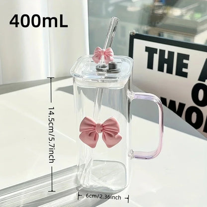 Elegant Butterfly Glass Tumbler with Straw & Handle 🦋🥤