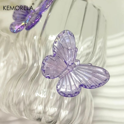 3D Butterfly Striped Glass Coffee Cup 🦋☕