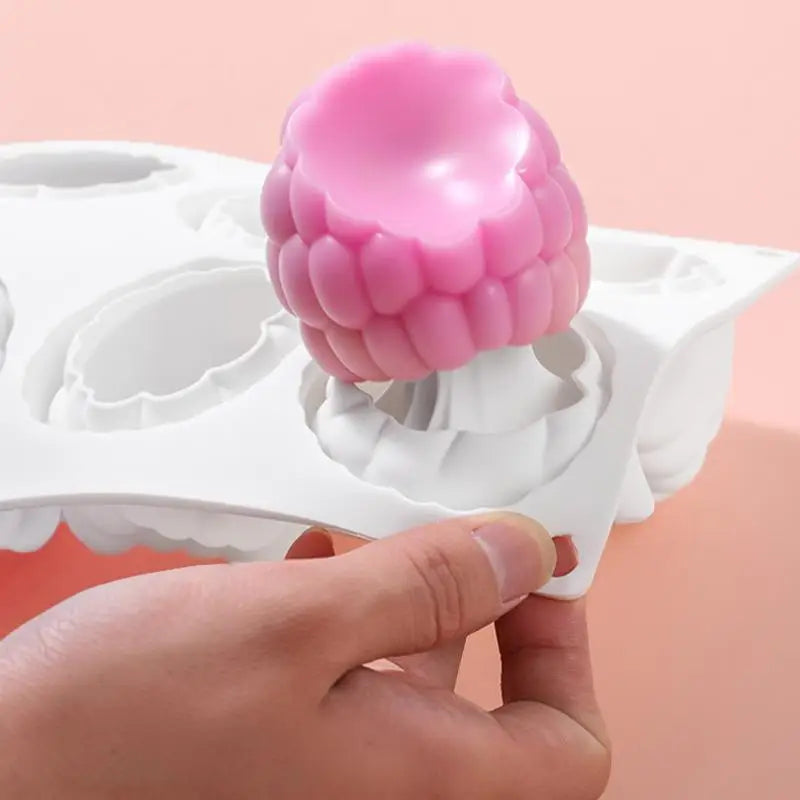 6 Cavity Raspberry Mousse Cake Baking Mold Fruit Shaped Dessert Silicone Mold For Chocolate Pudding Decorating Tools 1PC