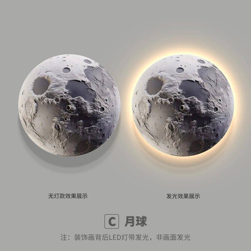 Modern Moon Planet LED Wall Lamp for Bedroom & Home Decor