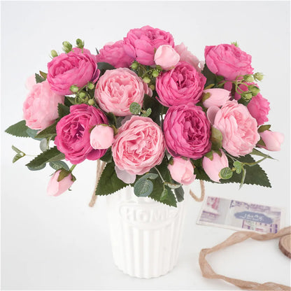 1 Bundle Premium Silk Peony & Rose Bouquet for Wedding Decor
