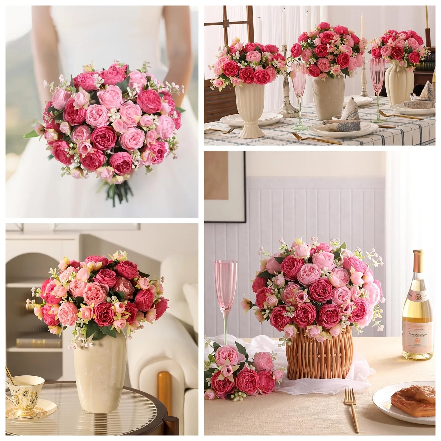30CM Premium Silk Rose & Peony Artificial Flower Bouquet