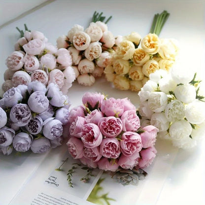 27-Heads Premium Silk Artificial Peony Bridal Bouquet