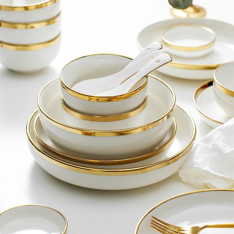 Luxury Golden Border Ceramic Dinner Plate