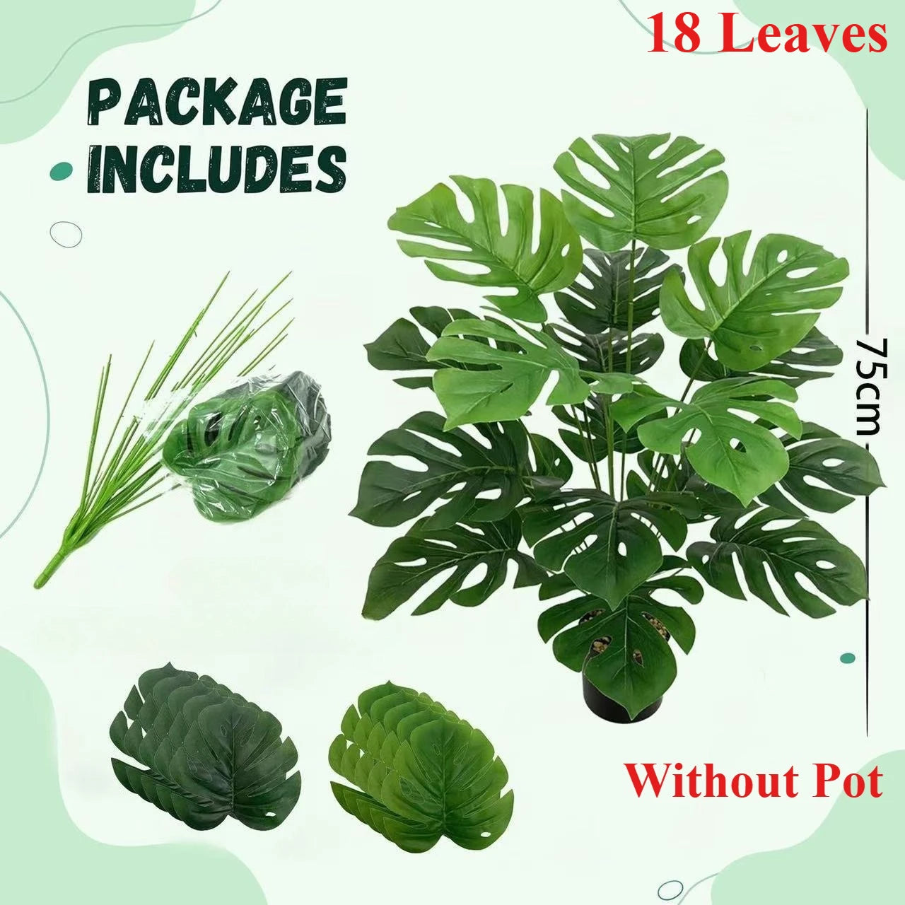 2pc Premium Nordic Artificial Monstera Plant (12/18 Leaves)