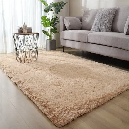 VIKAMA White Fluffy Carpet  Living Room Decoration Thicken Bedroom Bedside Mats Non-slip Children&