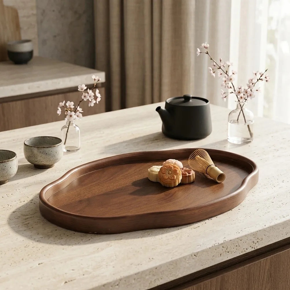 Wooden Decorative Serving Tray For Coffee Table And Home Decor Fruit Platter Decor Trays Serving Ware Food Dish Serving Platters