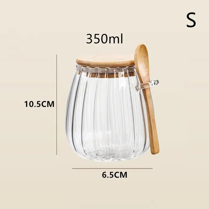 Tea Kitchen Glass Storage Jar with Lid and Spoon 1 Piece Airtight Canister for Coffee Sugar Pantry Storage