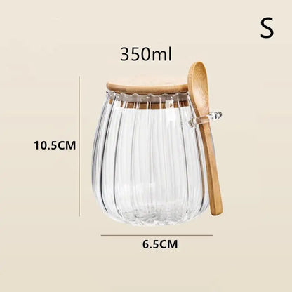 Tea Kitchen Glass Storage Jar with Lid and Spoon 1 Piece Airtight Canister for Coffee Sugar Pantry Storage