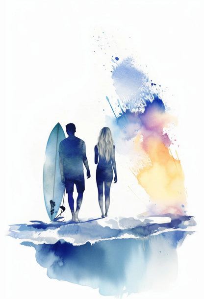 Watercolor Blue Coastal Sea Creatures Canvas Wall Art Posters