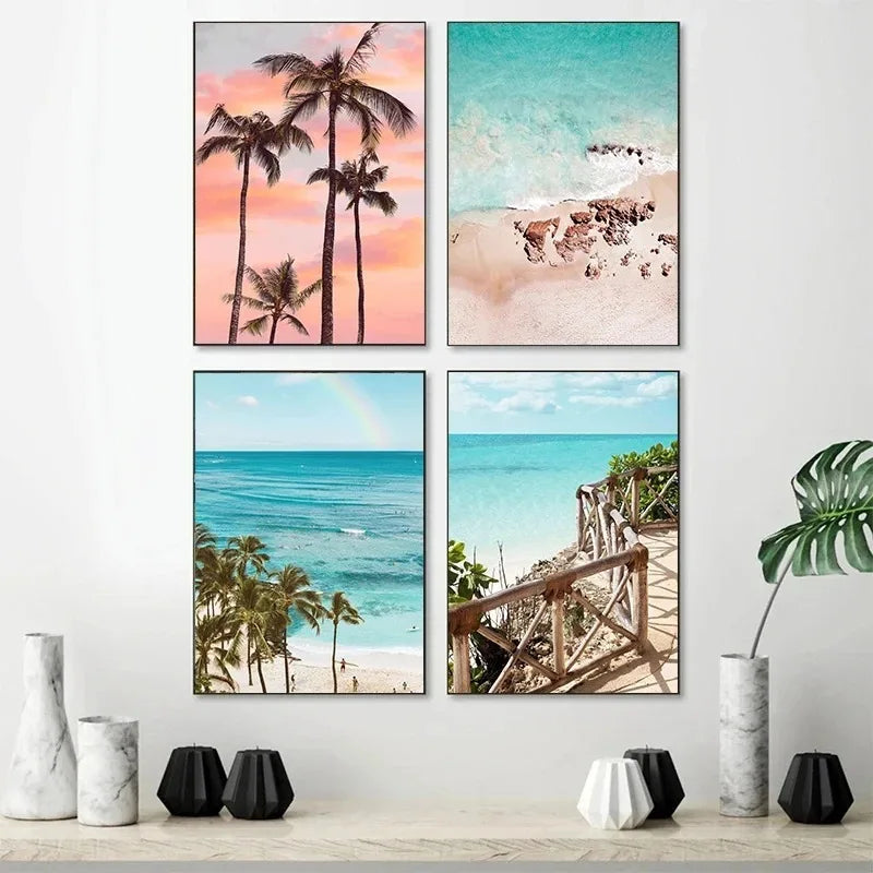 Summer Beach Palm Tree Wall Art Poster 🌴☀️🌊