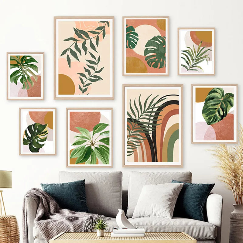 Modern Nordic Style Spring Green Plant Leaf Canvas Poster