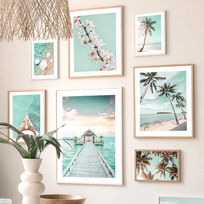 Turquoise Tropical Beach Canvas Wall Art 🌴🌊☀️
