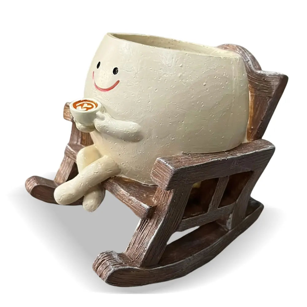 Cute Rocking Chair Face Flower Pot