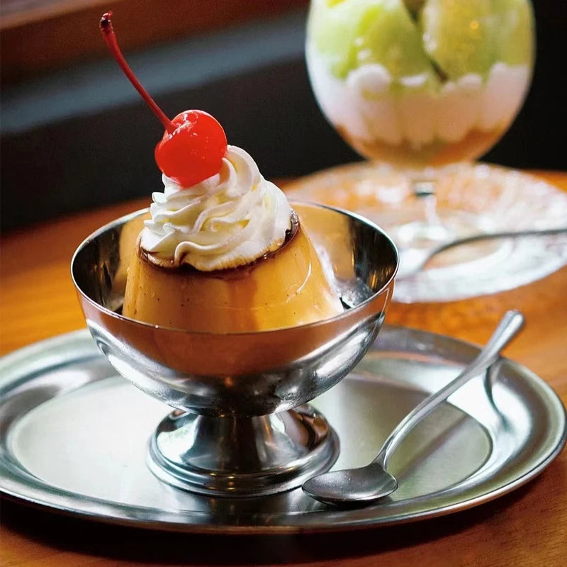 Stainless Steel Ice Cream Cup Salad Bowl Dessert Fruit Plate Snack Dish Wine Cup Home Kitchen Bar Tableware Party Supplies