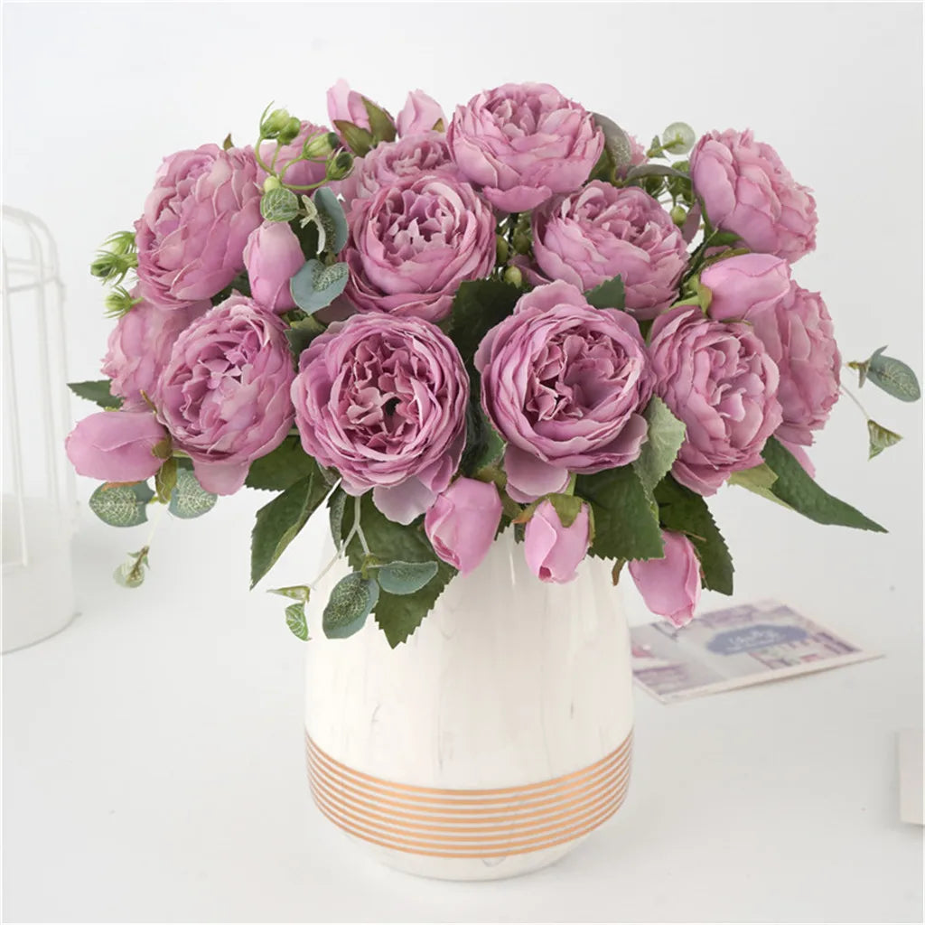 1 Bundle Premium Silk Peony & Rose Bouquet for Wedding Decor