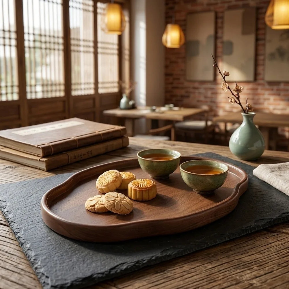 Wooden Decorative Serving Tray For Coffee Table And Home Decor Fruit Platter Decor Trays Serving Ware Food Dish Serving Platters