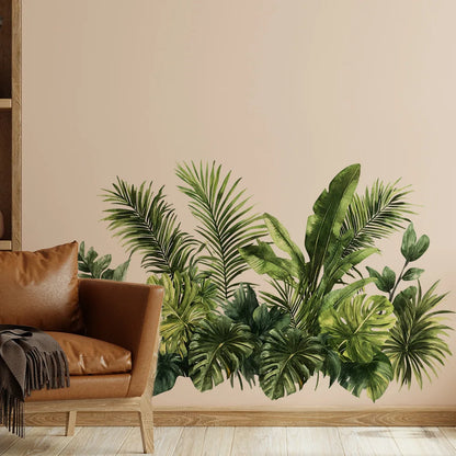 Watercolor Tropical Green Plants Wall Stickers (Removable Decals)