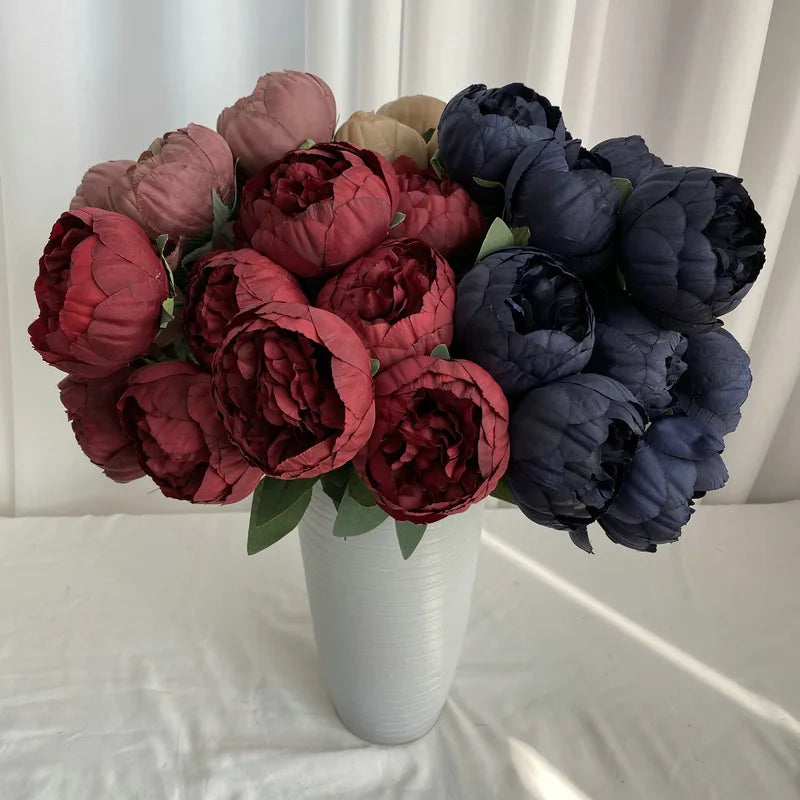 10-Heads Premium Silk Peony Bridal Bouquet with Big Buds