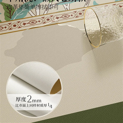 Faux Leather Placemats Set of 2 Non-Slip Oval Faux Leather Table Mat Heat Stain Resistant for Dinning Room Decor 12x20 Inch Gift