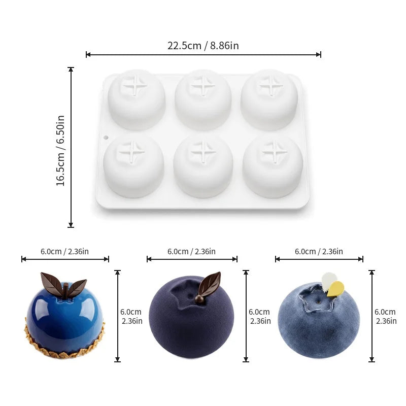 6-Cavity Blueberry Silicone Dessert Mold
