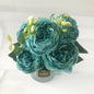 30cm Premium Rose Pink Silk Peony Bouquet (5 Big Heads & 4 Buds)