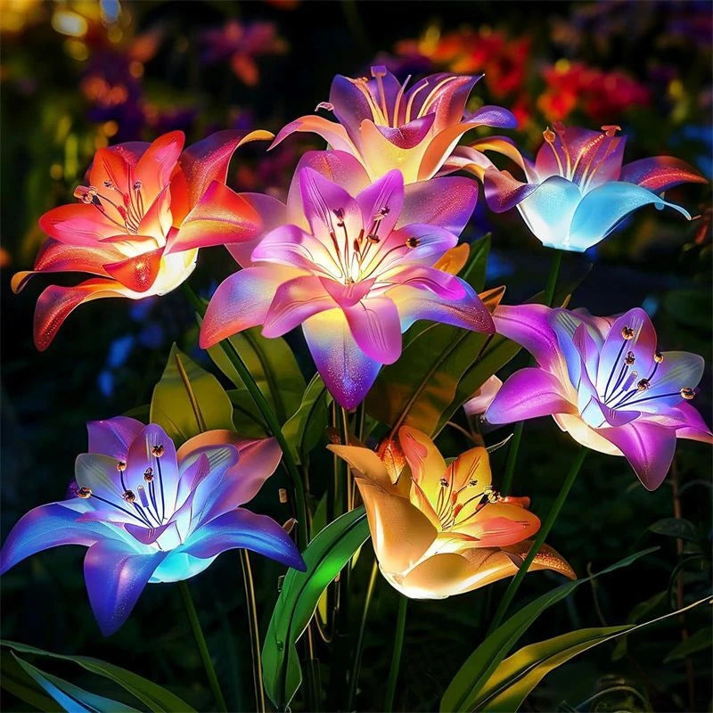 1pc 7-head Solar Artificial Orchid Flower Lawn Lights for Patio Yard Garden Wedding Christmas Decoration LED Solar Ground Lights
