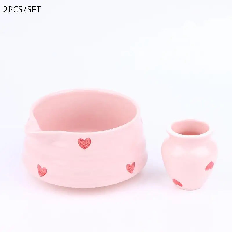 Pink Heart Matcha Whisk Set