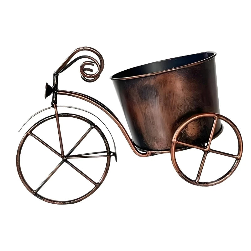 Retros Iron Bicycles Flowers Pot Garden Planter with Rustproof Wheel for Garden