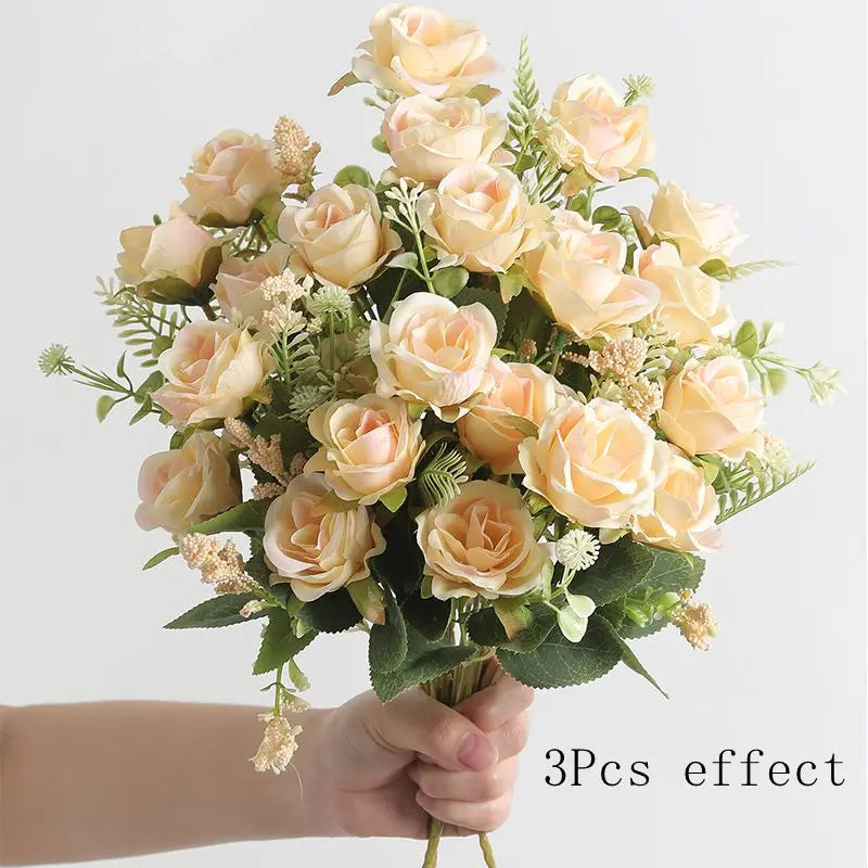 1/2/3Pcs Premium 30cm Silk Rose Artificial Flowers Bouquet