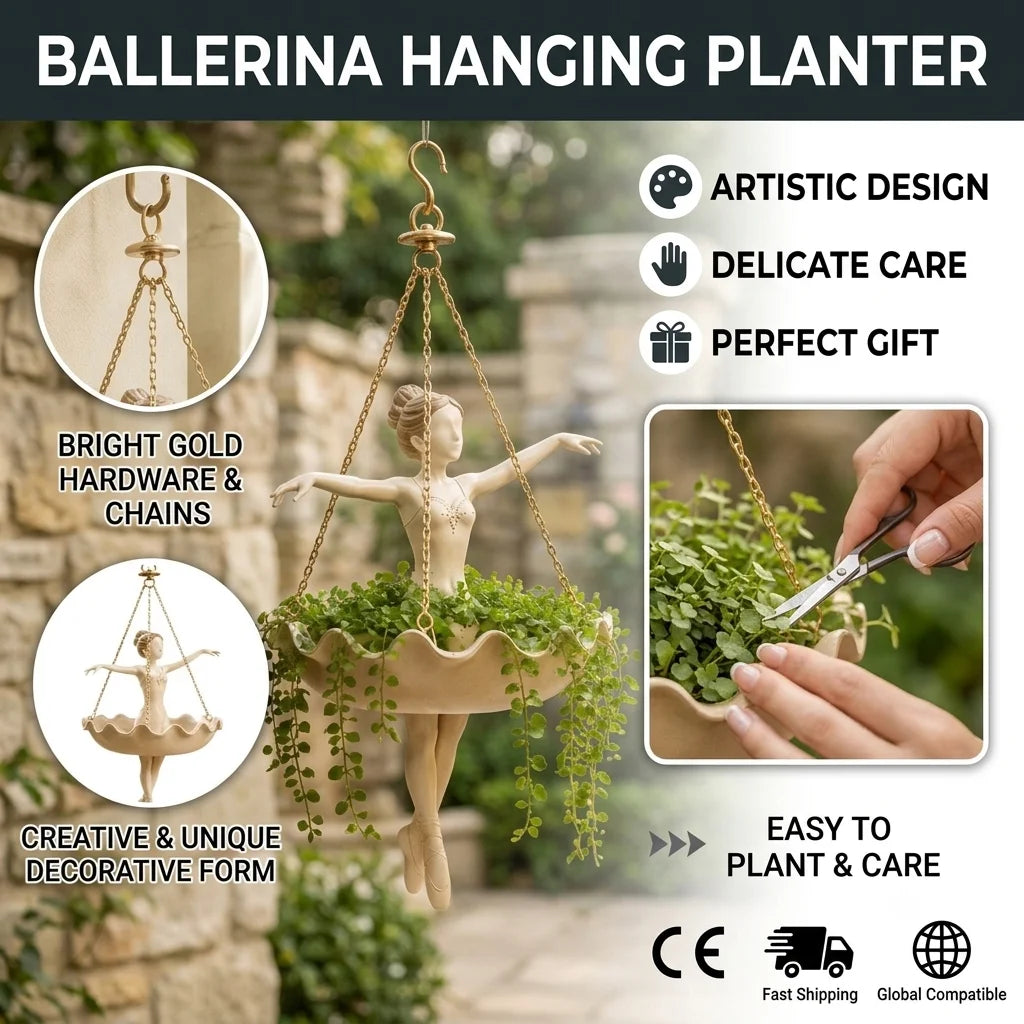 Ballet Dancer Hanging Planter Charming Handcrafted Graceful Creative Display For Succulents Creepers Air Plants Home Decor