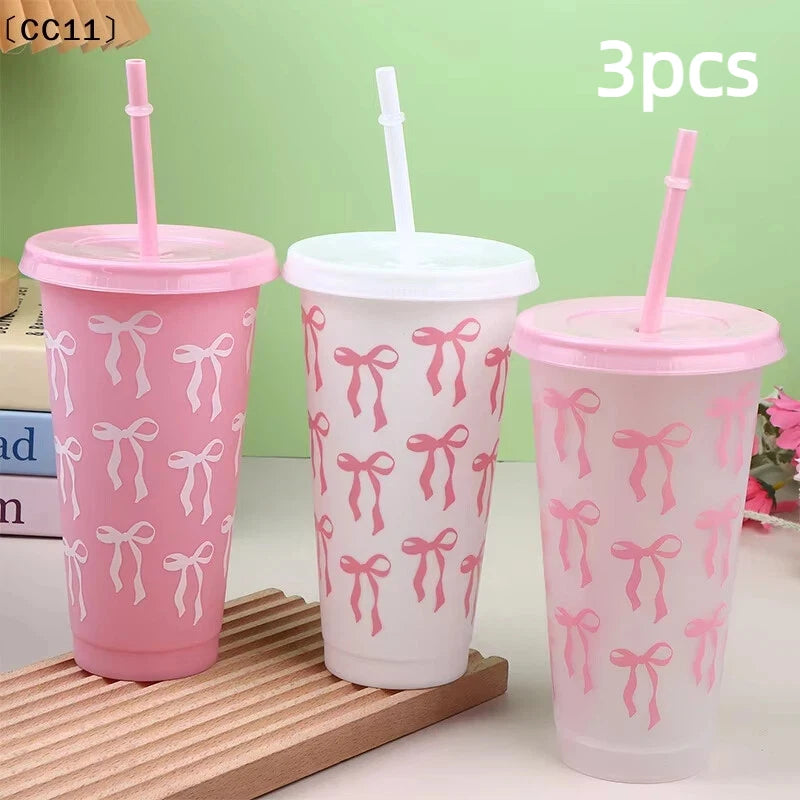 Kawaii Bow Reusable Party Cup with Straw