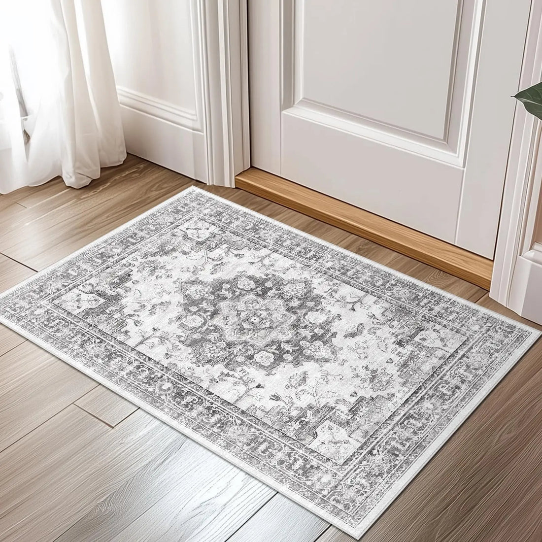 VIKAMA Machine Washable Area Rugs for Living Room Vintage Carpet Non Slip Low Pile Soft Print Pattern for Bedroom Home Decor