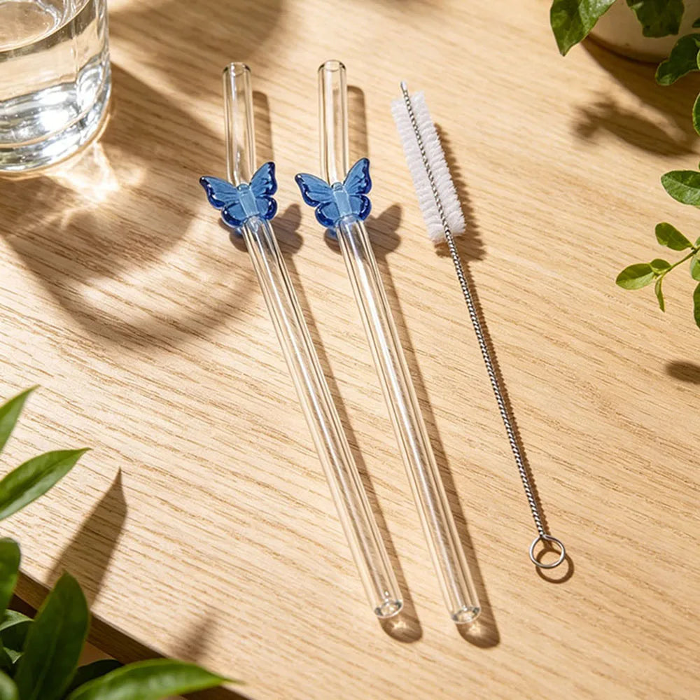 3-Piece Butterfly Glass Straw Set 🦋🥤